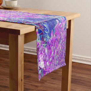 Caminho De Mesa Pequeno Elegante Hortênsia Limelight Roxa e Azul