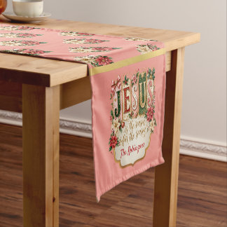 Caminho De Mesa Pequeno Elegante Natalícia Rosa Festiva Personalizada