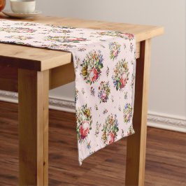 Caminho De Mesa Pequeno Elegante Rosas Vintage Padrão Floral a Rosa