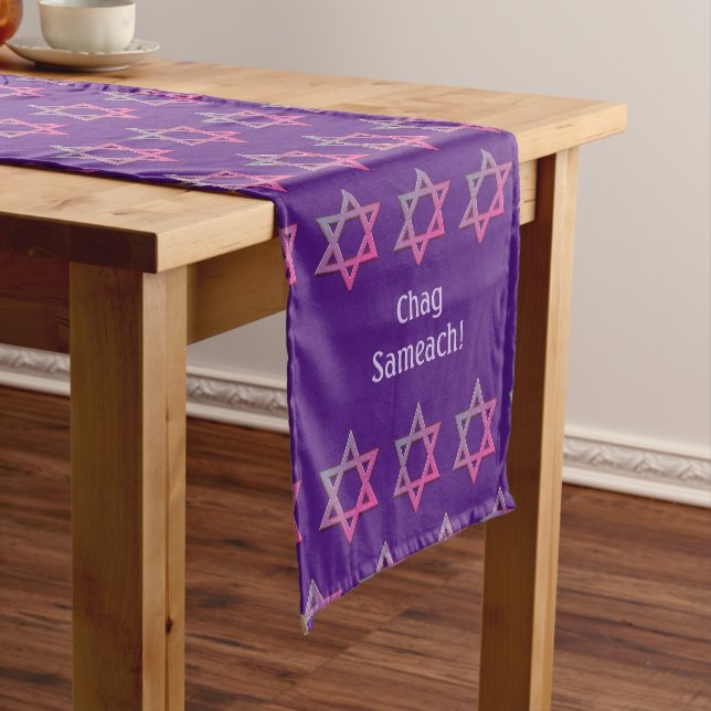Caminho De Mesa Pequeno Elegante Roxo PERSONALIZÁVEL | Estrela de Davi (No Local)