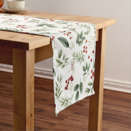 Caminho De Mesa Pequeno Elegante Vegetação de Inverno em Aquarela & Frutas