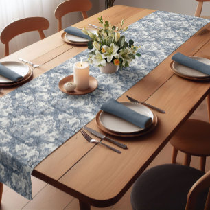 Caminho De Mesa Pequeno Elegante vintage Monograma azul toile de jouy