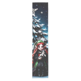 Caminho De Mesa Pequeno Elfo de Natal com Kitten.