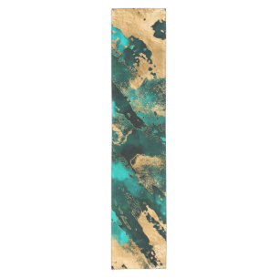Caminho De Mesa Pequeno Emerald Green e abstrato Dourada