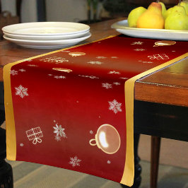 Caminho De Mesa Pequeno Encantamento de Natal vermelho e dourado