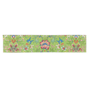 Caminho De Mesa Pequeno Enfeite Chinês Vintage Owen Jones Floral Verde