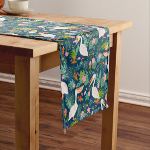 Caminho De Mesa Pequeno Espelicanos cúbicos, flores tropicais coloridas
