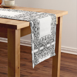 Caminho De Mesa Pequeno Estilo de Vintagem de Padrão Preto e Branco