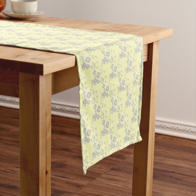 Caminho De Mesa Pequeno Estilo FS 1-AMARELO MESA LT-BRANCO RUNNER 14x72in (No Local)