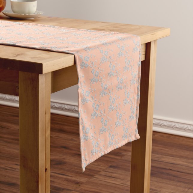 Caminho De Mesa Pequeno Estilo FS 1 PEACH-WHITE-MESA RUNNER 14x72in (No Local)