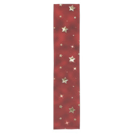 Caminho De Mesa Pequeno Estrelas de Natal Vermelhas e Douradas de Metal Fa
