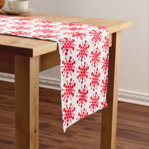 Caminho De Mesa Pequeno Estrelas pontilhadas vermelho no branco