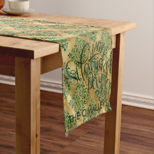Caminho De Mesa Pequeno Executante de Mesa Elegante Verde e Dourada