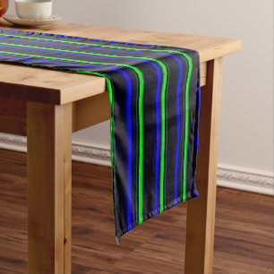 Caminho De Mesa Pequeno Faixa Verde Azul Preta
