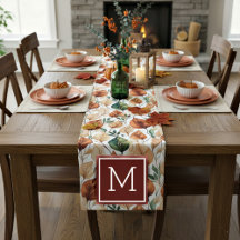 Fall terra cotta e sage folhas padrão monograma