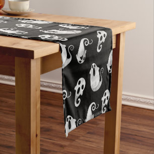 Caminho De Mesa Pequeno Fantasma preto e branco bonito o Dia das Bruxas da