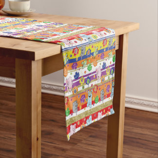 Caminho De Mesa Pequeno Feliz Hanukkah com Gato e Amigos 14 x 72
