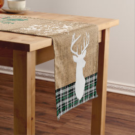 Caminho De Mesa Pequeno Feliz Natal Deer - Xadrez Verde