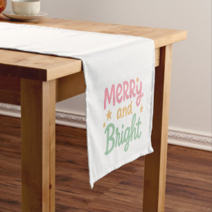Caminho De Mesa Pequeno Feliz Natal Moderno Colorido