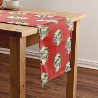 Caminho De Mesa Pequeno Feliz Natal Red Vintage Saudação Feriado