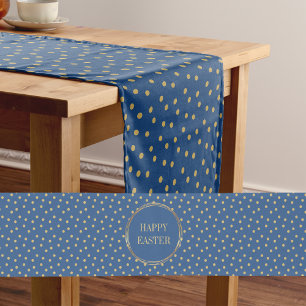 Caminho De Mesa Pequeno Felz pascoa Cristão de Bolinhas Douradas e Bonitas