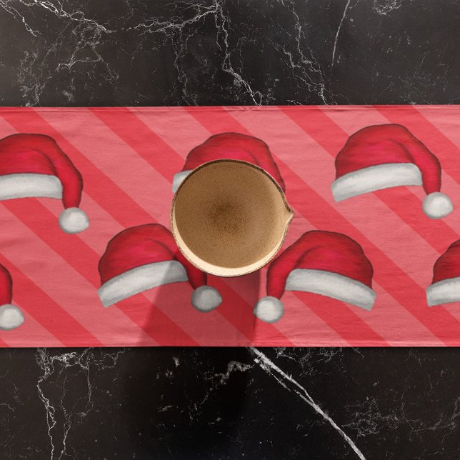 Caminho De Mesa Pequeno Festa de Natal Bestial Papai Noel (Santa Hat Christmas Holiday Table Runner)