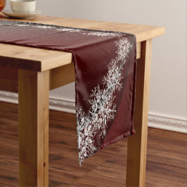 Caminho De Mesa Pequeno Festa de Natal Crystal Snowflakes Red Rustic