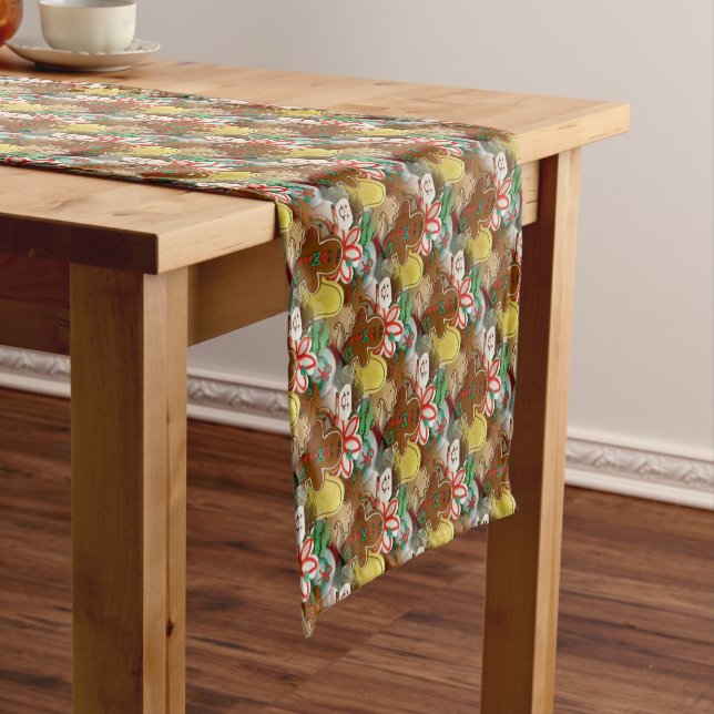 Caminho De Mesa Pequeno Festive Christmas Cookies Patterner Mesa Runner (No Local)