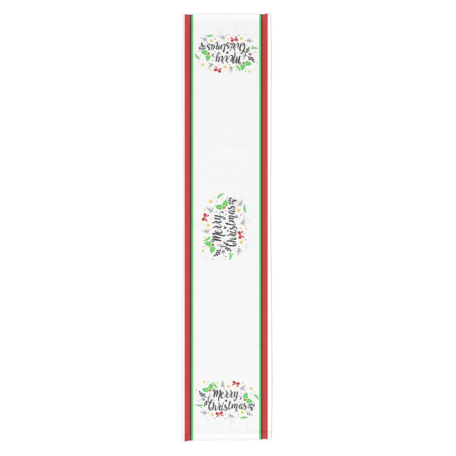 Caminho De Mesa Pequeno Festive Merry Christmas   Short Table Runner (Frente)