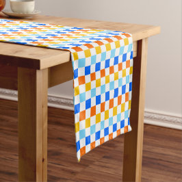 Caminho De Mesa Pequeno Fire and ice checkerboard pattern