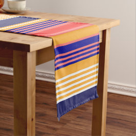 CAMINHO DE MESA PEQUENO FITAS AZUIS AMARELAS VERMELHAS