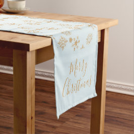 Caminho De Mesa Pequeno Floco de neve Dourado no padrão de Natal Azul e Fr