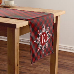 Caminho De Mesa Pequeno Floco de neve monograma em xadrez