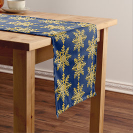 Caminho De Mesa Pequeno Floco de Neve Texturizado Dourado em Corredor de M