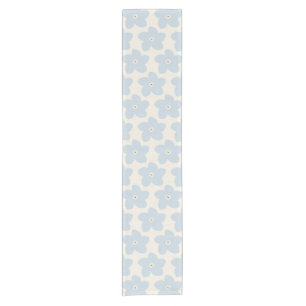 Caminho De Mesa Pequeno Flor Azul Claro e Creme Retro
