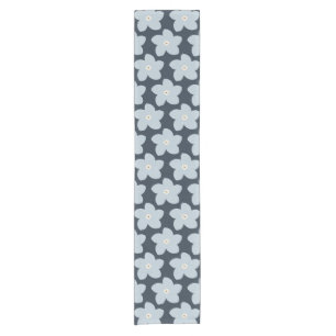 Caminho De Mesa Pequeno Flor Retro Azul Claro e Azul Marinho