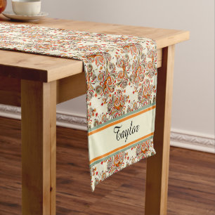 Caminho De Mesa Pequeno Florais laranja personalizados