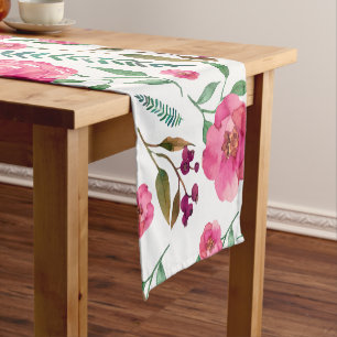 Caminho De Mesa Pequeno Floral de Aquarela