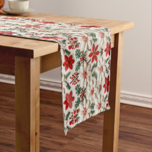 Caminho De Mesa Pequeno Floral de Natal Elegante