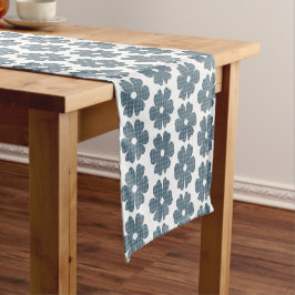 Caminho De Mesa Pequeno Floral Xadrez Azul Cinza Runner de Mesa