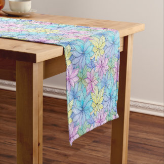 Caminho De Mesa Pequeno Flores Cor-de-rosa azuis e amarelas