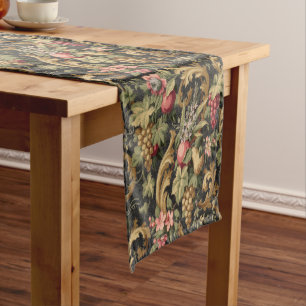 Caminho De Mesa Pequeno Flores de Fruta e Uvas de Vintage, padrão, Mesa cu