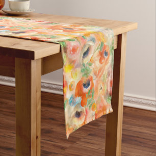 Caminho De Mesa Pequeno Flores de Mola Laranja