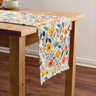 Caminho De Mesa Pequeno Flores De Pintar Mão Coloridas