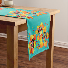 Caminho De Mesa Pequeno Flores Laranja Elegantes - Aqua