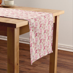 Caminho De Mesa Pequeno Flores modernas, cor-de-rosa, cor-de-rosa, tênis d