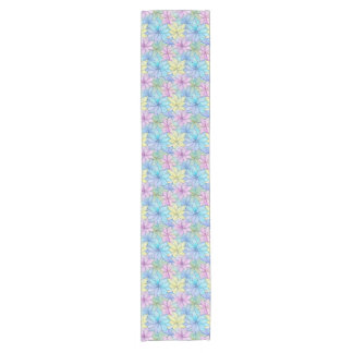 Caminho De Mesa Pequeno Flores Rosa, Azul e Amarelo