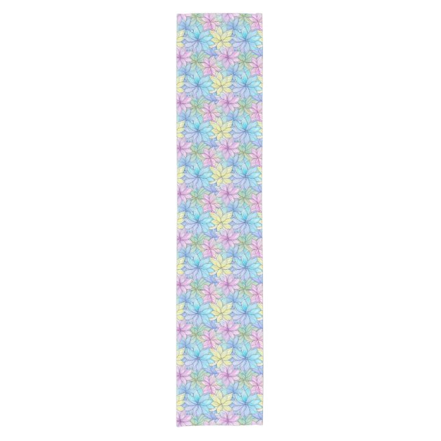 Caminho De Mesa Pequeno Flores Rosa, Azul e Amarelo (Frente)