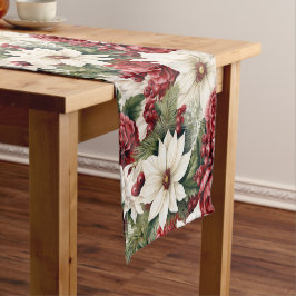 Caminho De Mesa Pequeno Flores Russas de Natal Vintage deixam padrão