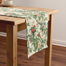 Caminho De Mesa Pequeno Flores Tropicais Coloridas Aves